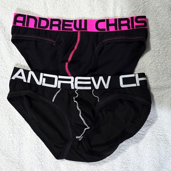 2fer Andrew Christian Tagless Black Briefs. - Picture 2 of 8